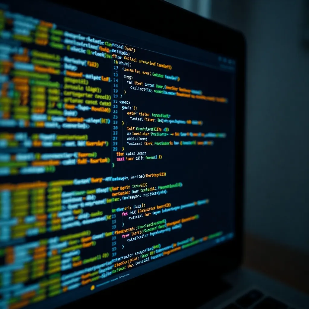 Close up of a computer screen showing complex javascript cod